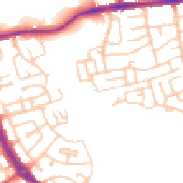 Daytime road noise heatmap for NE3 4BU