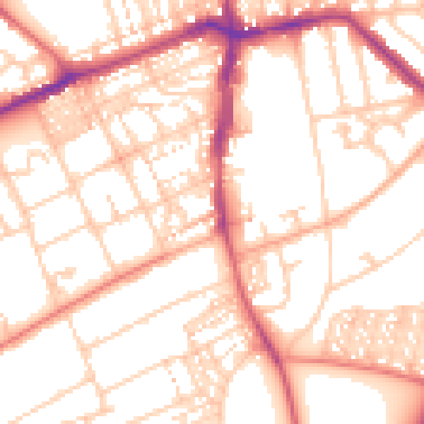 Daytime road noise heatmap for NE3 4DL