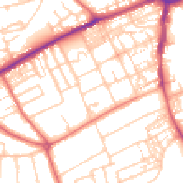 Daytime road noise heatmap for NE3 4DR