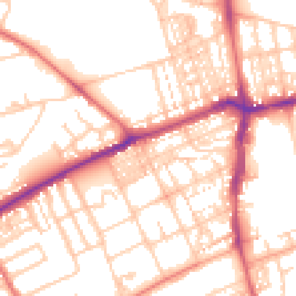 Daytime road noise heatmap for NE3 4HB