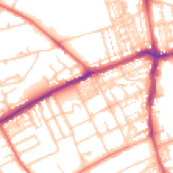 Daytime road noise heatmap for NE3 4HH