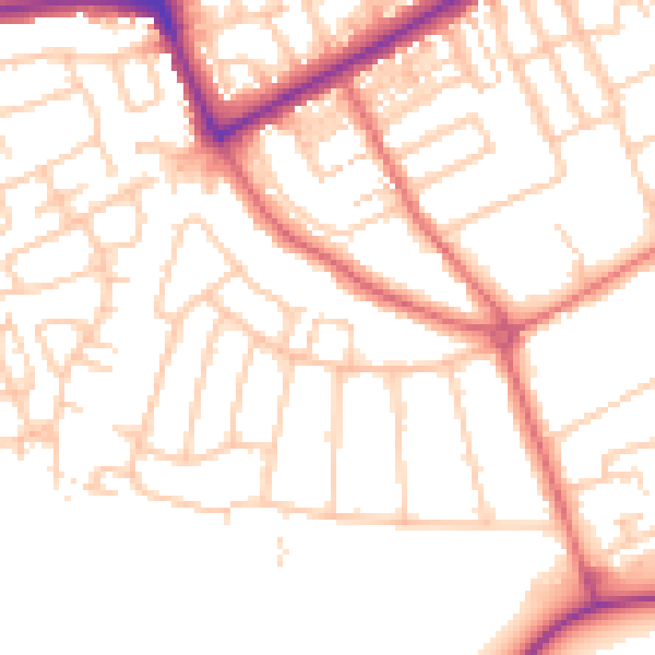Daytime road noise heatmap for NE3 4JR
