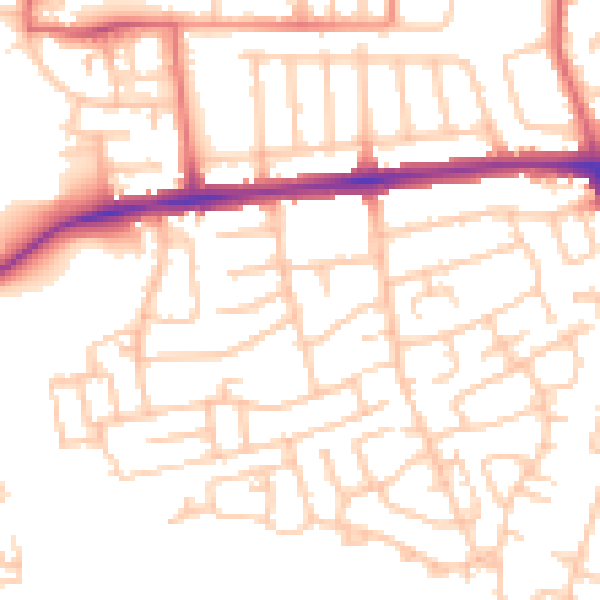 Daytime road noise heatmap for NE3 4LP