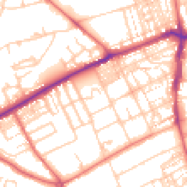 Daytime road noise heatmap for NE3 4LW