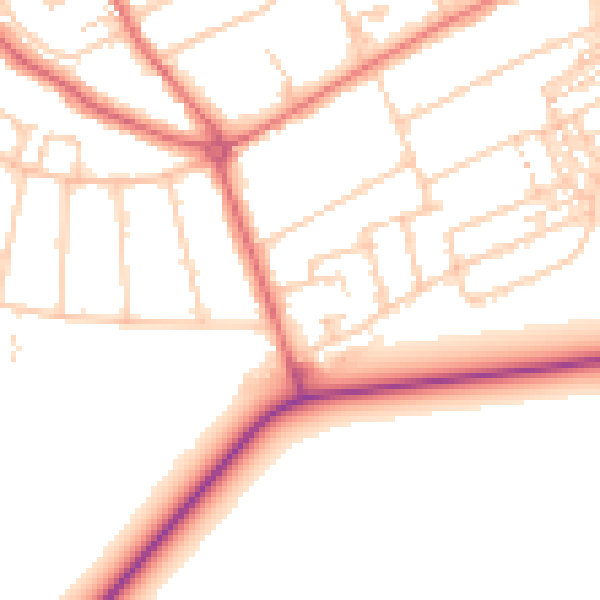 Daytime road noise heatmap for NE3 4NB
