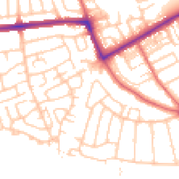 Daytime road noise heatmap for NE3 4RX