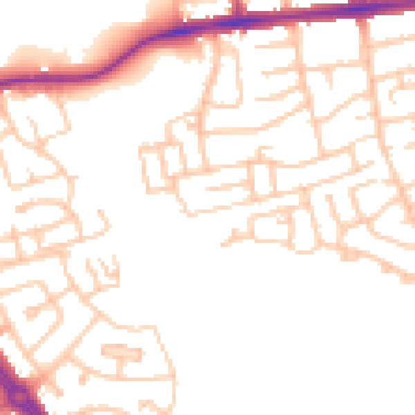 Daytime road noise heatmap for NE3 4TL