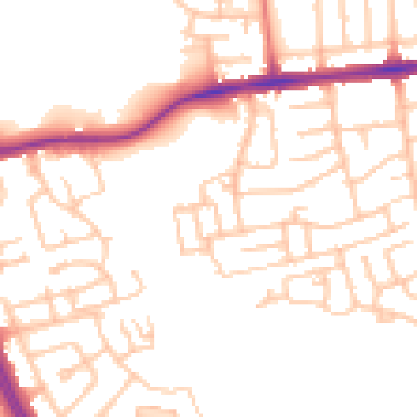 Daytime road noise heatmap for NE3 4UH
