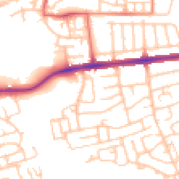 Daytime road noise heatmap for NE3 4UQ