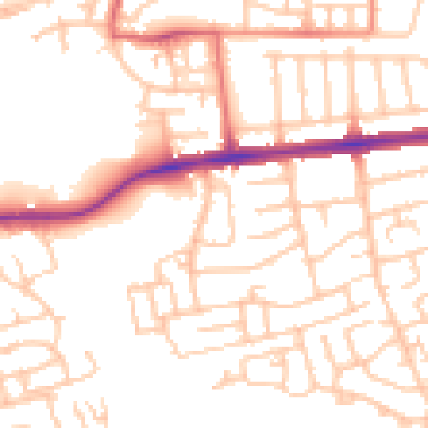 Daytime road noise heatmap for NE3 4UR