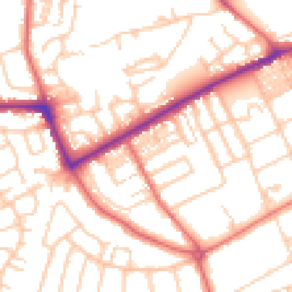 Daytime road noise heatmap for NE3 4XL