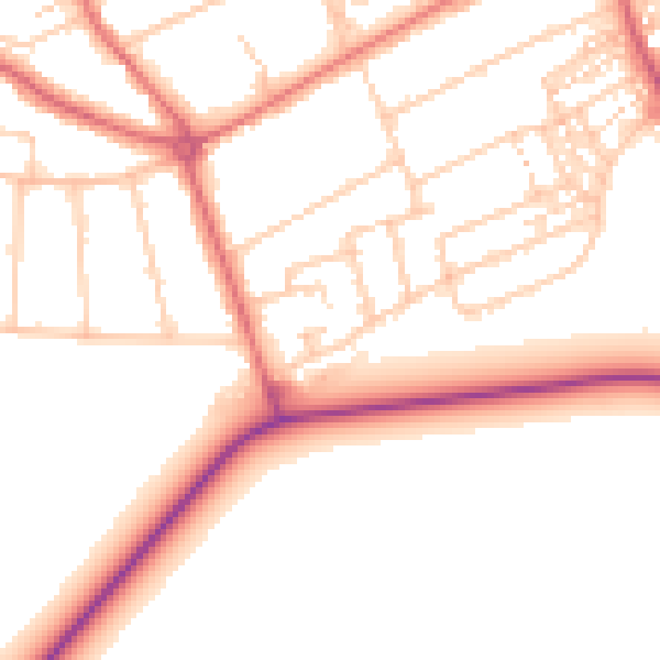 Daytime road noise heatmap for NE3 4YB