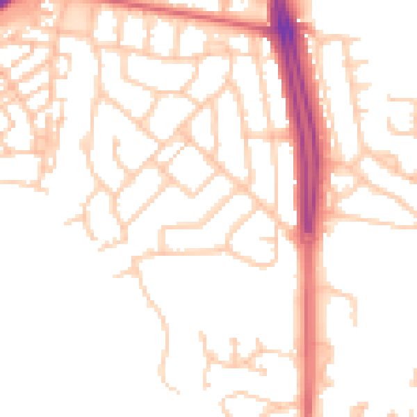 Daytime road noise heatmap for NE3 5AB