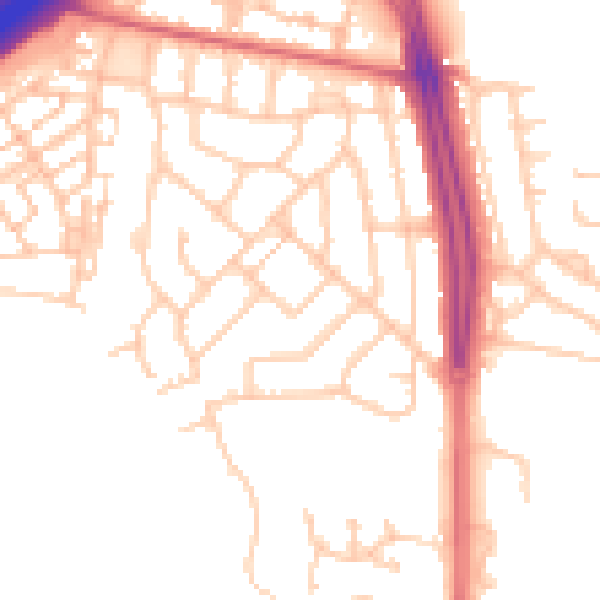 Daytime road noise heatmap for NE3 5AE