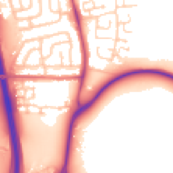 Daytime road noise heatmap for NE3 5EB