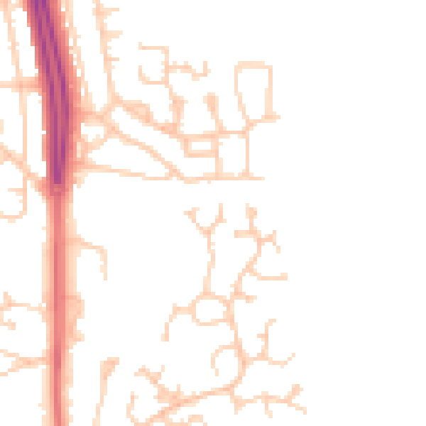 Daytime road noise heatmap for NE3 5LN