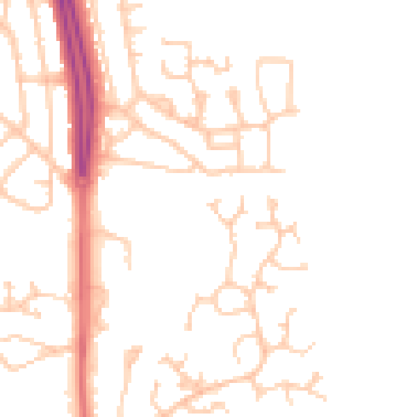 Daytime road noise heatmap for NE3 5LW