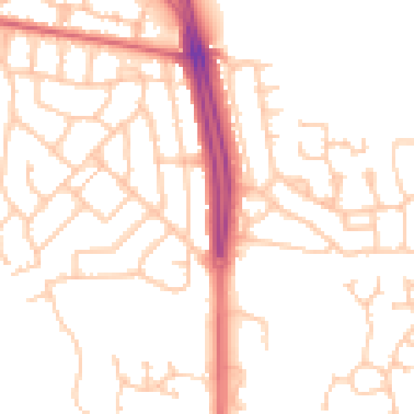 Daytime road noise heatmap for NE3 5LX