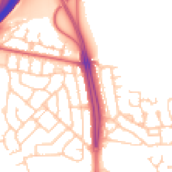Daytime road noise heatmap for NE3 5LY