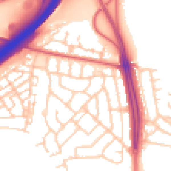 Daytime road noise heatmap for NE3 5NT