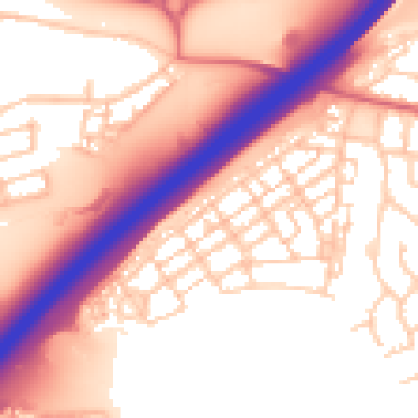 Daytime road noise heatmap for NE3 5RE