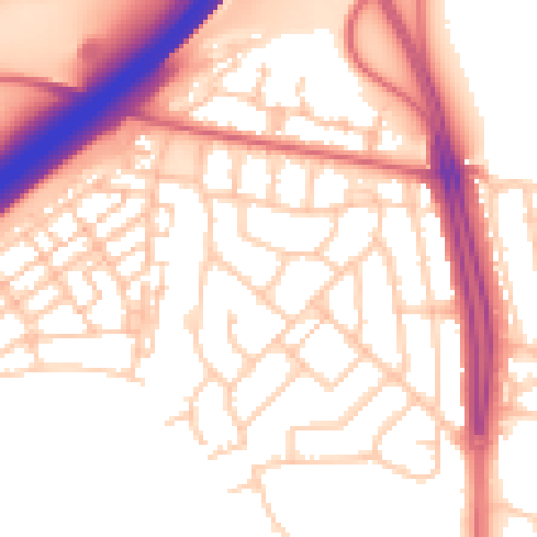 Daytime road noise heatmap for NE3 5TS