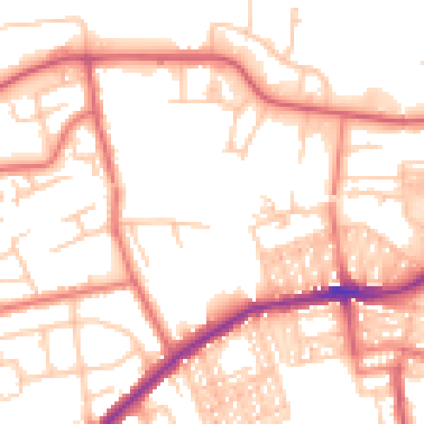 Daytime road noise heatmap for NE31 1HG