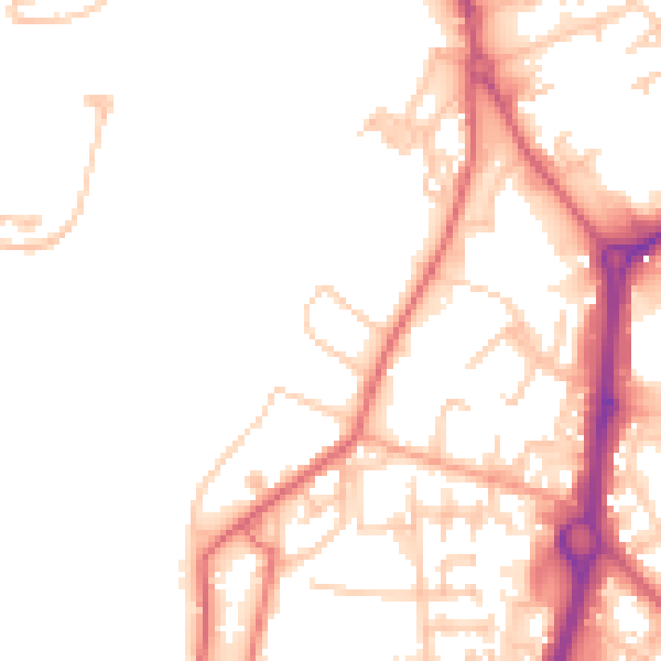Daytime road noise heatmap for NE33 1BJ