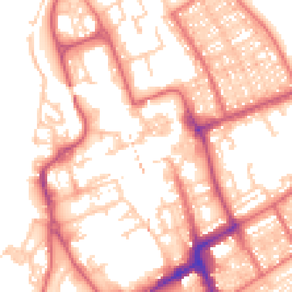 Daytime road noise heatmap for NE33 1HT