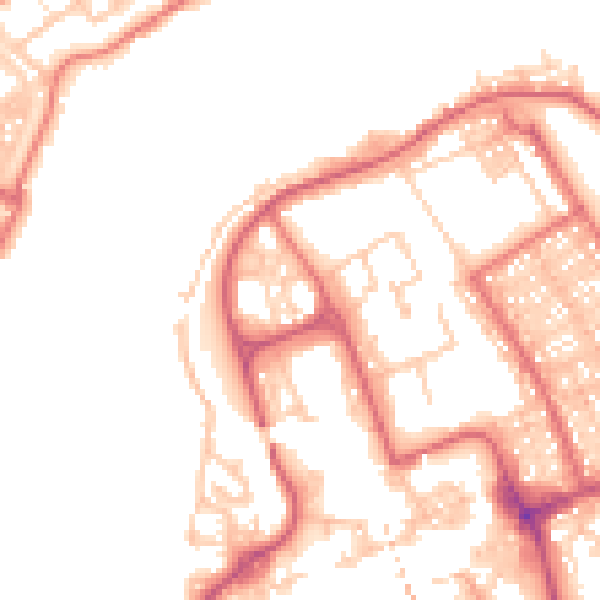 Daytime road noise heatmap for NE33 1TH
