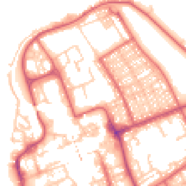 Daytime road noise heatmap for NE33 2DZ