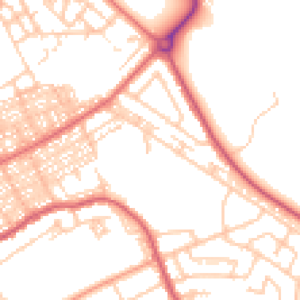 Daytime road noise heatmap for NE33 2HS