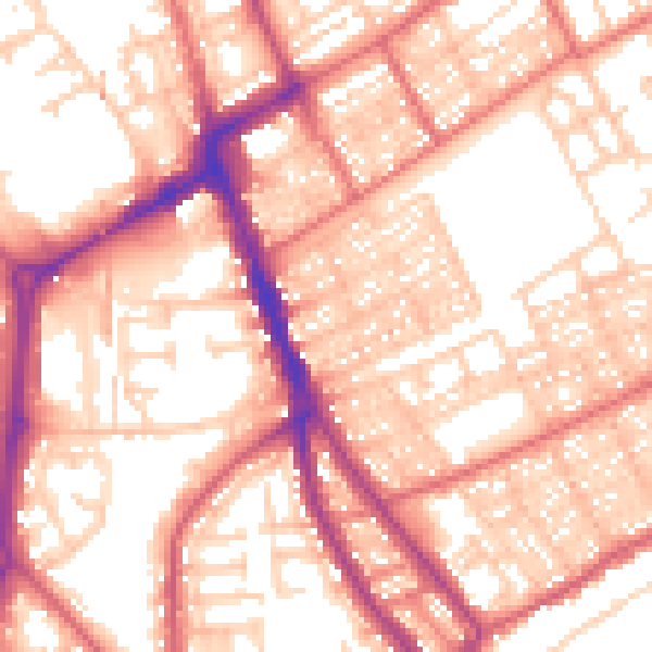 Daytime road noise heatmap for NE33 3LR
