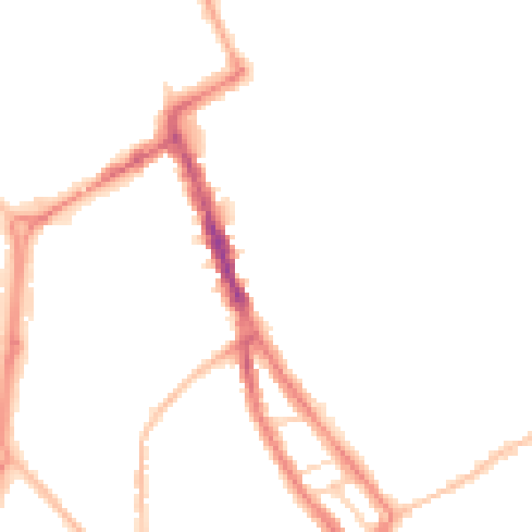 Night-time road noise heatmap for NE33 3LR