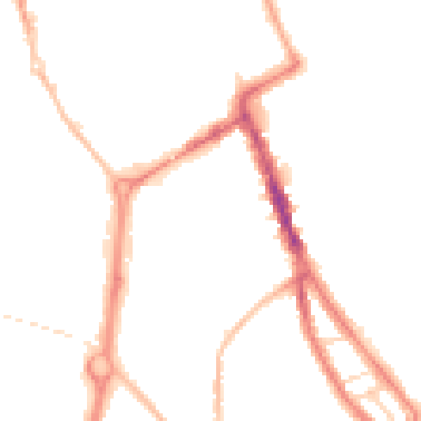 Night-time road noise heatmap for NE33 4PN
