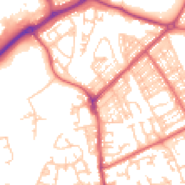Daytime road noise heatmap for NE33 4RD