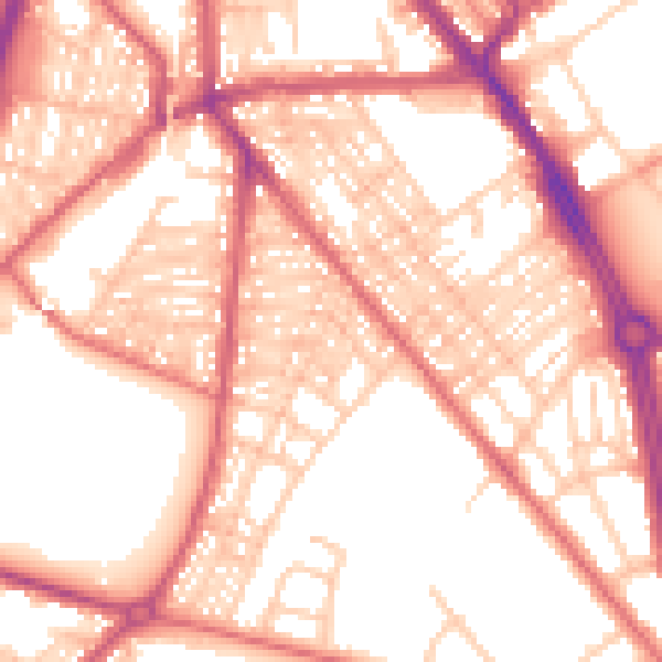 Daytime road noise heatmap for NE33 4TY