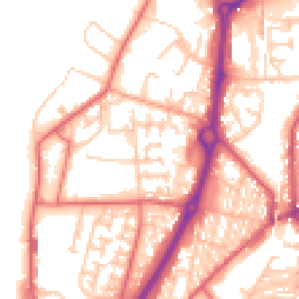 Daytime road noise heatmap for NE33 5EE