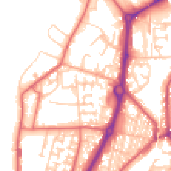 Daytime road noise heatmap for NE33 5EQ