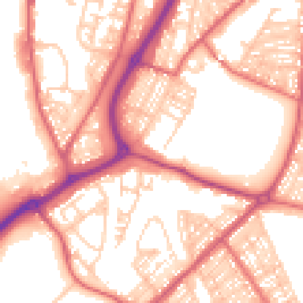 Daytime road noise heatmap for NE33 5JY