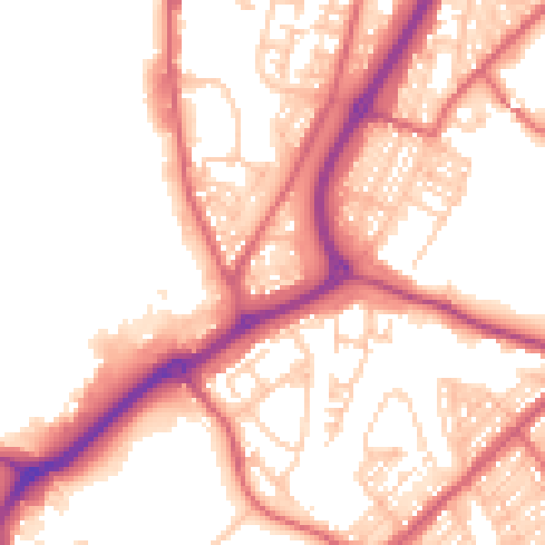 Daytime road noise heatmap for NE33 5LY