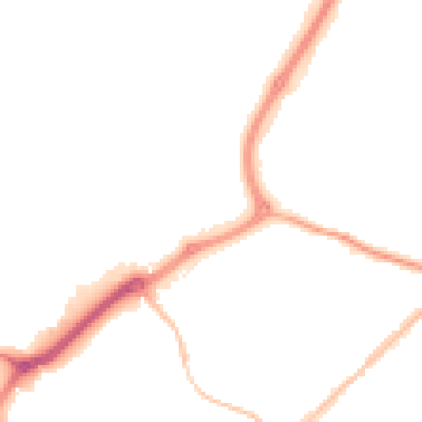 Night-time road noise heatmap for NE33 5LY