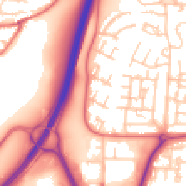 Daytime road noise heatmap for NE37 1DP