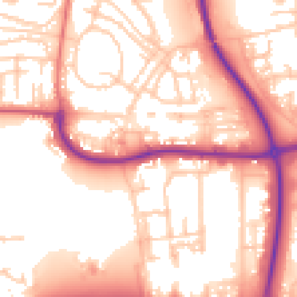 Daytime road noise heatmap for NE37 2AU