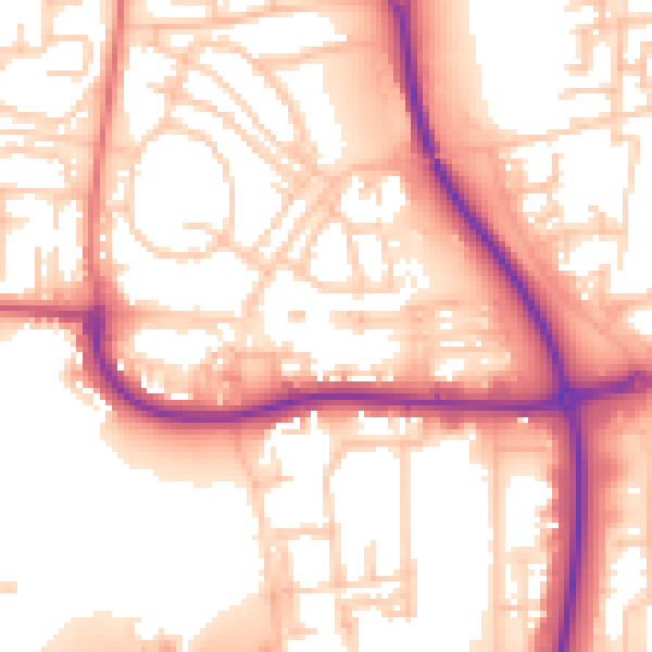 Daytime road noise heatmap for NE37 2BA