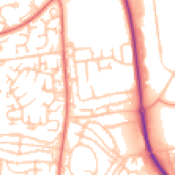 Daytime road noise heatmap for NE37 2NS