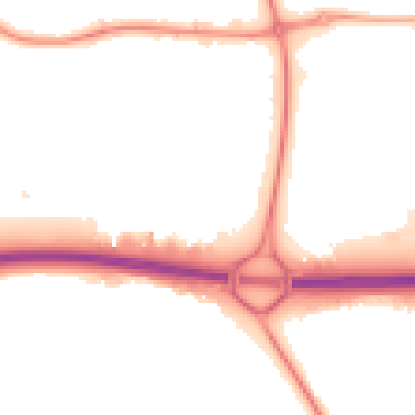 Night-time road noise heatmap for NE37 2SF