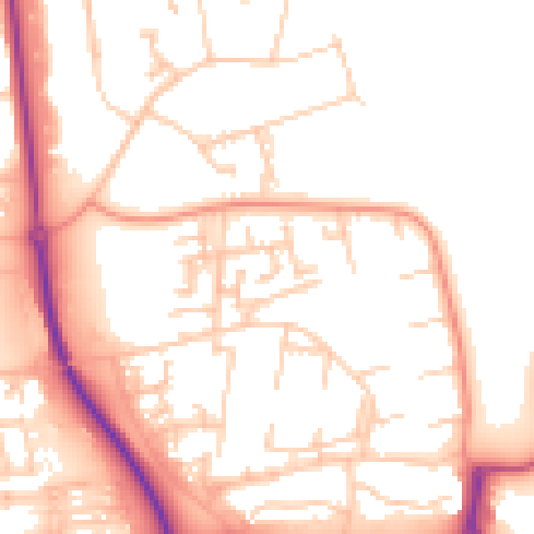 Daytime road noise heatmap for NE37 3DN