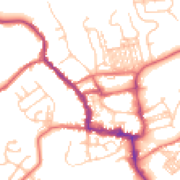 Daytime road noise heatmap for NE61 1AF