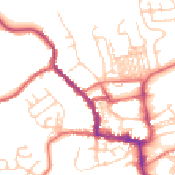 Daytime road noise heatmap for NE61 1BS
